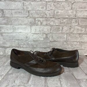 Munro Shoes Womens 9.5 WW Oxford Comfort Brown Leather Low Top‎ Block Heels